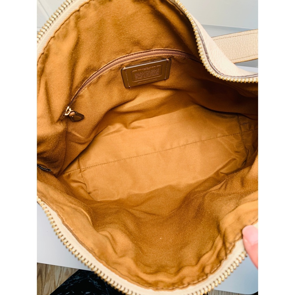 Coach Marlon Shoulder Hobo Handbag In Chalk White Pebbled Leather F79994 $325 - Picture 10 of 16